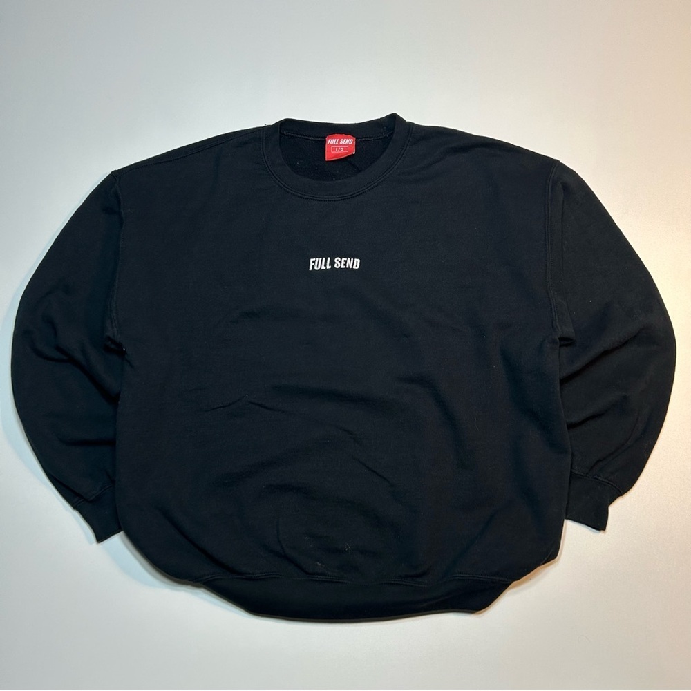 Full Send Nelk Boys Classics Black Embroidered Logo Crewneck Sweatshirt Size L